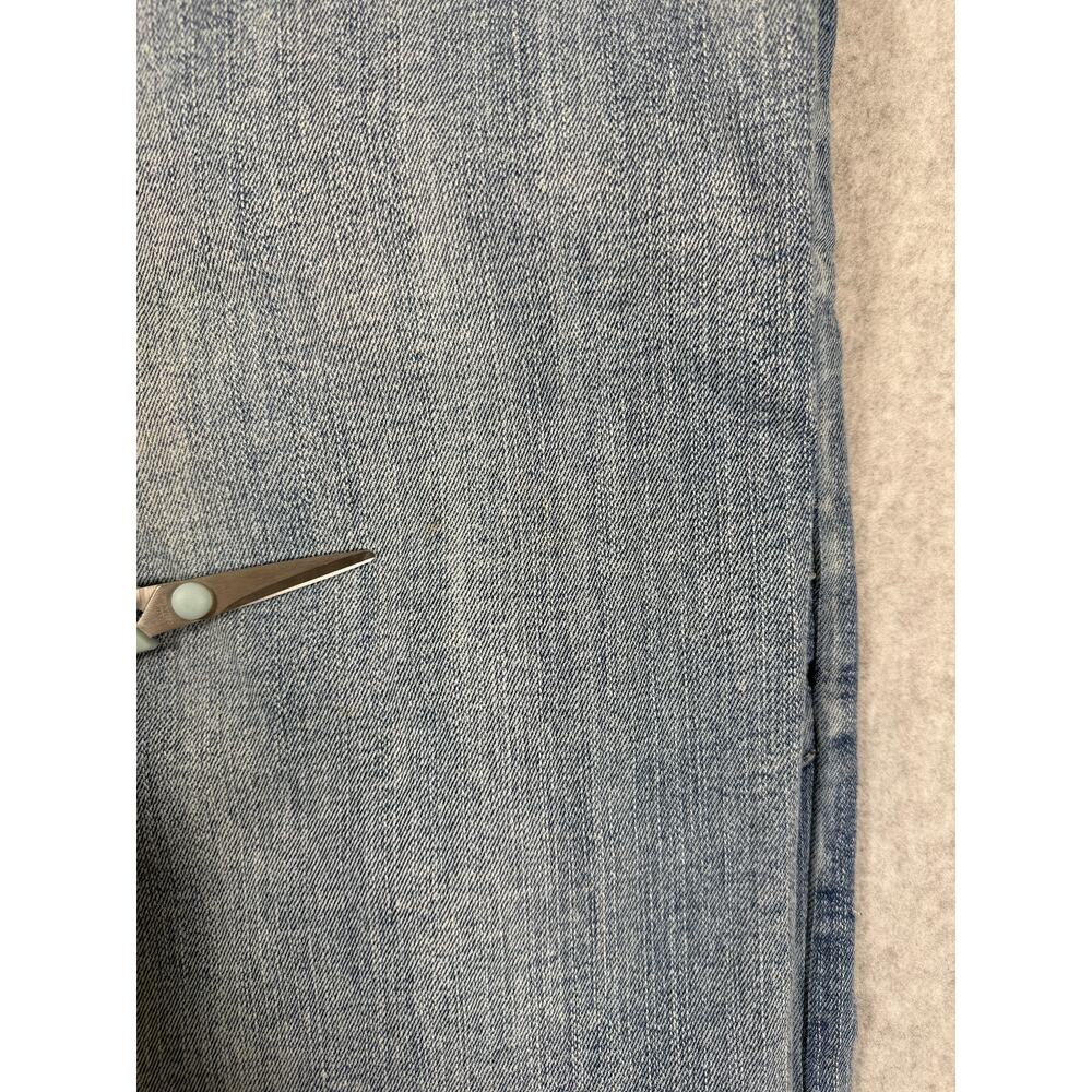 Copper Rivet Distressed Moto Mens Jeans Plaid Rip & Repair Light Blue 38x32 Slim - Picture 16 of 16